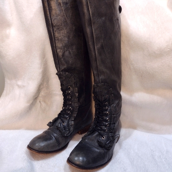 Betsey Johnson Shoes - Betsey Johnson Rallly metallic leather Tall boots size 8.5
